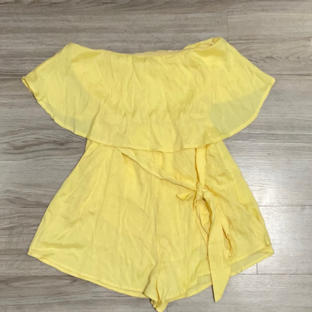 Yellow Pink Lily Romper size small
